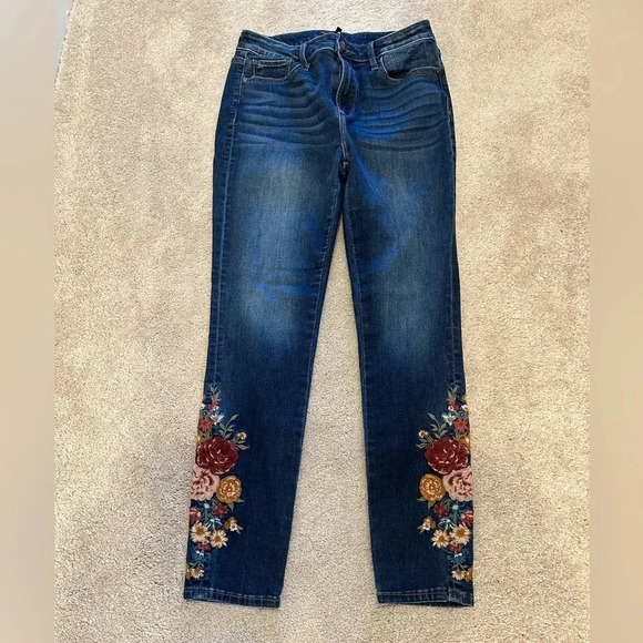 Driftwood Jackie Floral Embroidered High Waist Skinny Jeans 27x28 - Picture 2 of 4